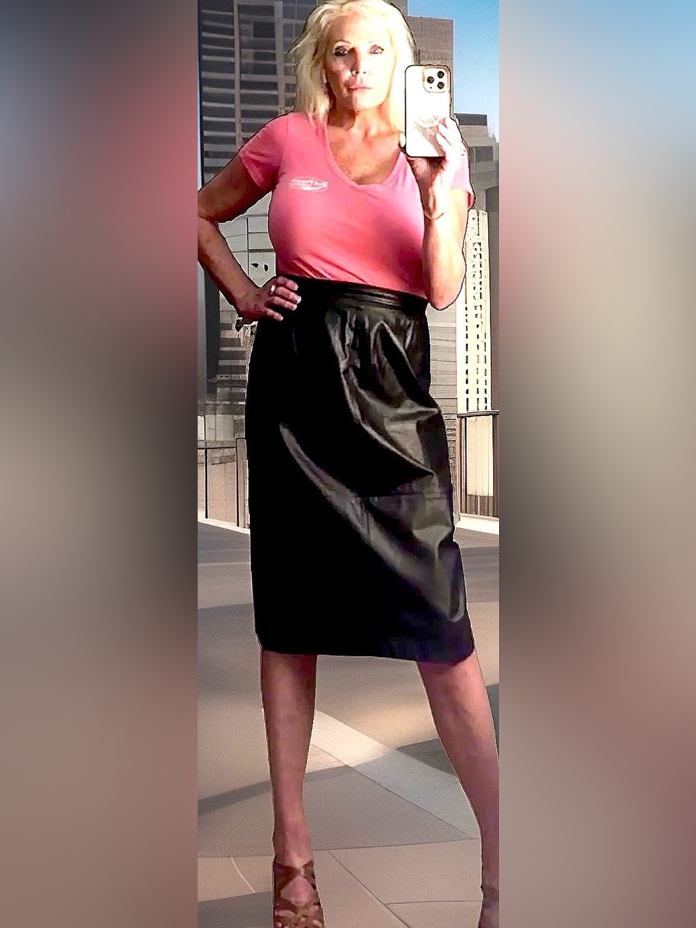 🖤COMIT🖤 VTG LEATHER BACK SLIT LINED BELOW KNEE PENCIL SKIRT❤️🔥